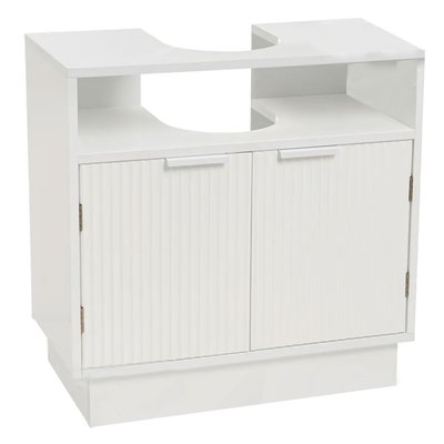 Meuble salle de bain sous lavabo en bois blanc 60x30x60cm WADIGA