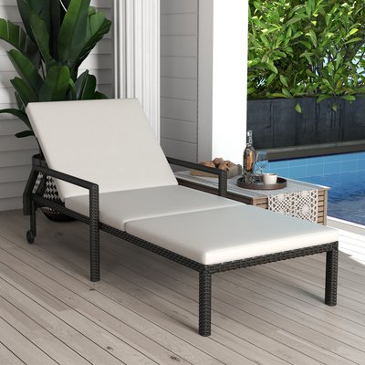 Bain de soleil inclinable matelas accoudoirs roulettes résine noir OUTSUNNY