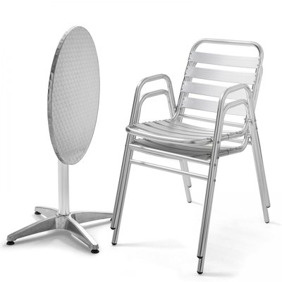 Table de jardin ronde en aluminium 2 places OVIALA