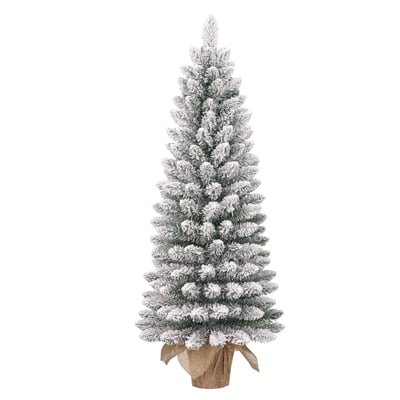 Sapin de Noël artificiel enneigé dans un sac en jute H120 cm GERLOS BLACK BOX TREES