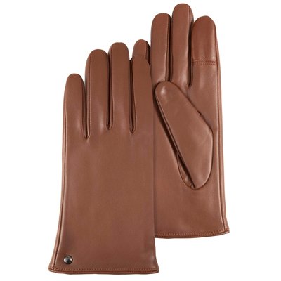 Gants tactiles en cuir d'agneau - doublés micro imitation fourrure ISOTONER