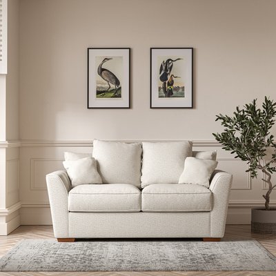 Florence Scatterback Woven 2 Seater Sofa with Dark Brown Wood Legs SO'HOME