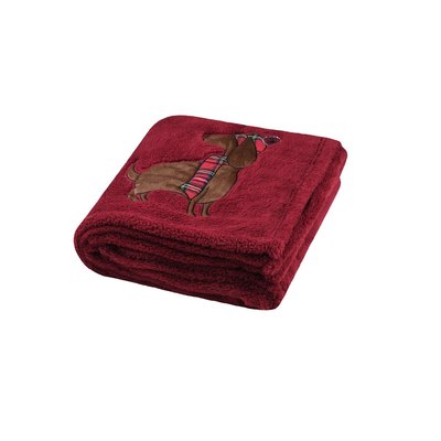 Plaid a poils doux Chien avec bonnet rouge EDEN