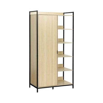 Module dressing décor bois et métal 1 penderie 6 étagères 1 porte CLEVER SWEEEK