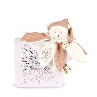Doudou plat petales Ours Rose - 25 cm - Collection Anniversaire DOUDOU ET COMPAGNIE