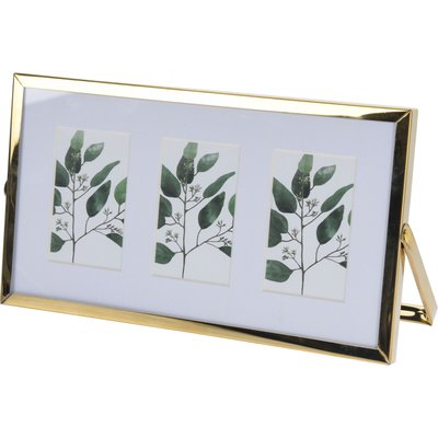Cadre photo triple à poser en métal doré et verre 22x12x1cm WADIGA