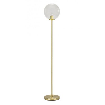 Lampadaire rétro en métal doré et globe en verre transparent - 150cm WADIGA