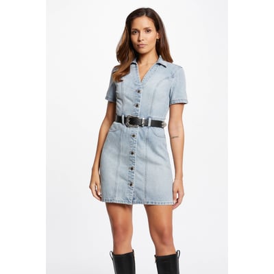 Robe courte en jean col V MORGAN
