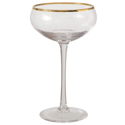 Flûte à champagne en verre et liseré doré 10x10x17cm WADIGA