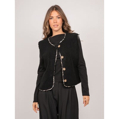 Gilet Sans Manches Sherpa Finitions Léopard Umalia DONA LISA