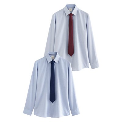 Chemise slim à poignets simples et 2 cravates NEXT