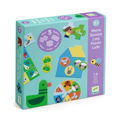 MEMO, LOTO, DOMINO - A la ferme - 5 JEUX DJECO