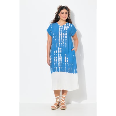 Caftan en lin mélangé. Motif batik. Col V ULLA POPKEN