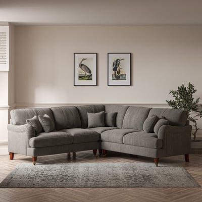 Emeline Soft Brushed Corner Sofa with Castor Legs ÉDITÉ