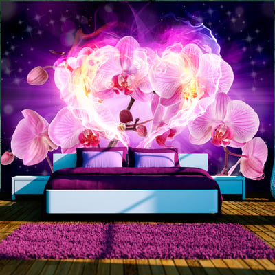 Papier peint intissé panoramique Fleurs Orchids in flames EDEN