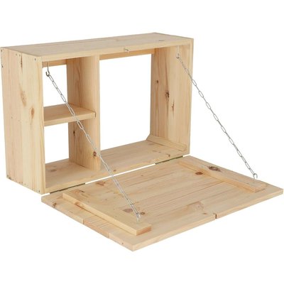 Table murale rabattable en bois avec étagères JARDINDECO