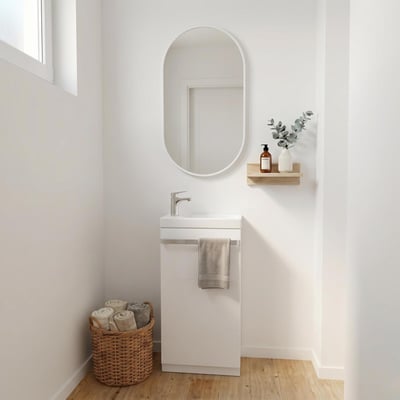Ensemble lave-mains sur pieds avec robinet et miroir JOHANN MOB IN
