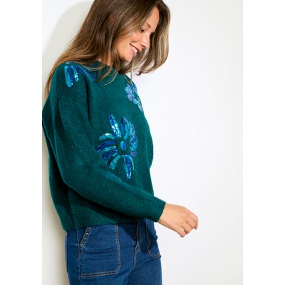 Pull brodé à sequins floraux LOLALIZA