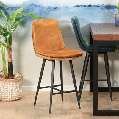 Tabouret de bar en velours doré moderne (lot de 2) OKA PIER IMPORT