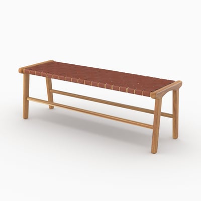 Banc 120 cm en cuir de teck - KUNA MAISON PAVANE