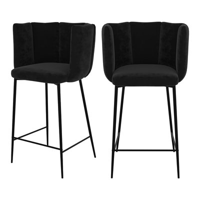 Lot de 2 chaises pour îlot central 67 cm en velours - ROSY RENDEZ-VOUS DÉCO