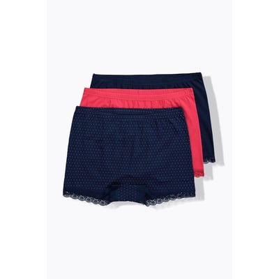 Shorties en lot de 3, motif pois et dentelle ULLA POPKEN