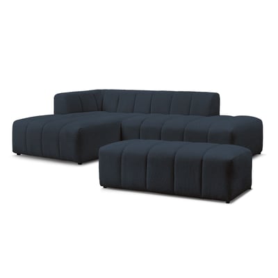 Canapé modulable 4 places en tissu bouclette avec pouf, ANNECY BOBOCHIC