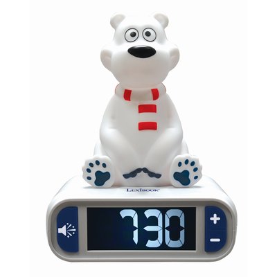 Réveil avec Veilleuse Animaux (Ours polaire) en 3D LEXIBOOK