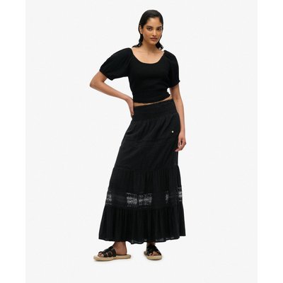 Jupe longue Ibiza ajourée ceinture smokée SUPERDRY