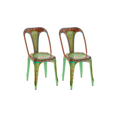 Chaises en métal de style indien multicolores (lot de 2) - JAIPUR HELLIN, DEPUIS 1862