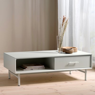 Table basse 1 tiroir 1 niche 120 cm - Bois strié - MIRANO MAISON AUBERTIN