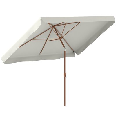 Parasol inclinable rectangulaire 3 x 2 m alu marron tissu haute densité UPF50+ crème OUTSUNNY