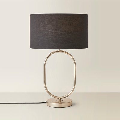 Brushed Chrome Oval Table Lamp with Drum Shade SO'HOME
