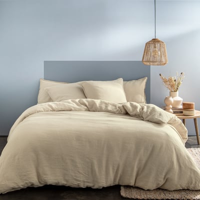 Housse de couette unie en lin, PASSION LIN MATT ET ROSE