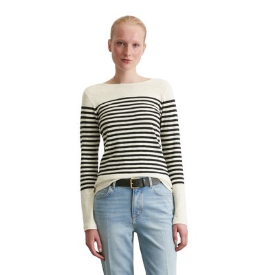 T-shirt à rayures longues régulier en jersey slub MARC O'POLO
