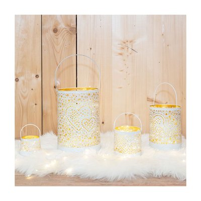 Photophore en métal laqué blanc Coeur lot de 3 Rondes AUBRY GASPARD
