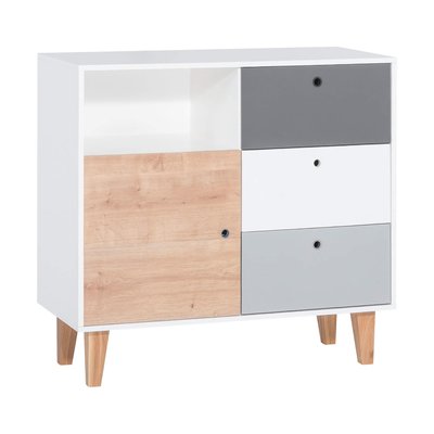 Commode 3 tiroirs 1 porte avec niche TERRE DE NUIT