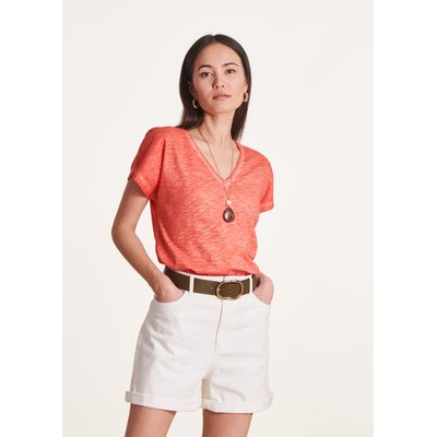T-shirt droit en coton cold dye col V LA FEE MARABOUTEE