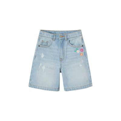 Bermuda en jean brodé fleurs VERTBAUDET