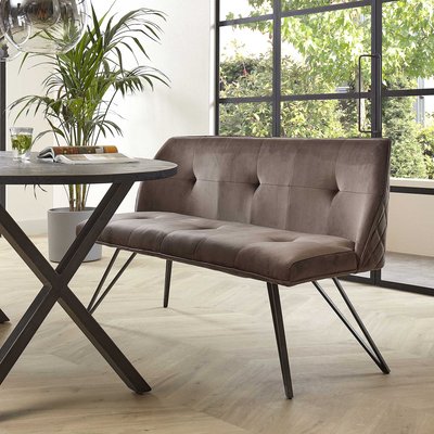 Banc de table à manger en velours gris 160 cm MELBOURNE PIER IMPORT