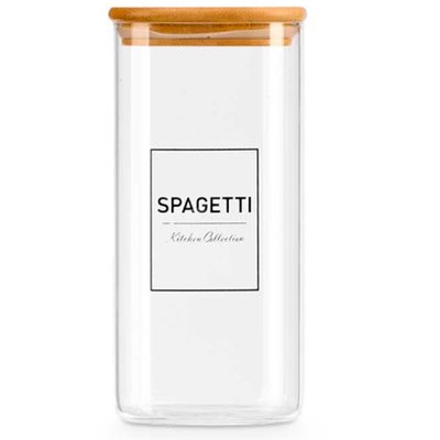 Bocal en verre carré avec bouchon hermétique bambou spagetti 2.1L WADIGA
