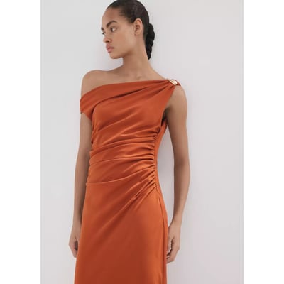 Robe asymétrique froncée MANGO