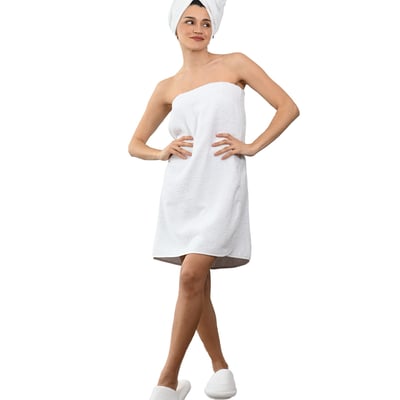 Ensemble Paréo 3 pièces : 1 paréo de bain + 1 bonnet + 1 paire de mules LUXURY SENSEI MAISON