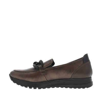 Mocassins en cuir bronze avec semelle à talon plat et maillons décoratifs RIEKER