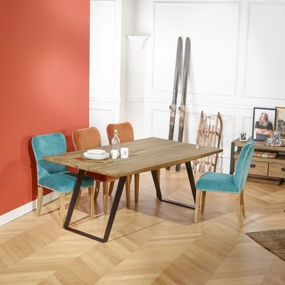 Table rectangulaire en chêne et métal 6/8 couverts HECTOR ROBIN DES BOIS