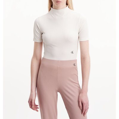 Geripptes T-Shirt, Stehkragen CALVIN KLEIN JEANS