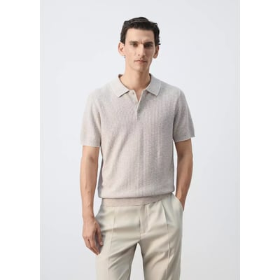 Polo côtelé en mélange de coton et lin MANGO MAN