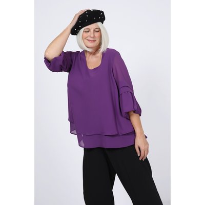 Blouse trapèze superposée en voile unie JEAN-MARC PHILIPPE