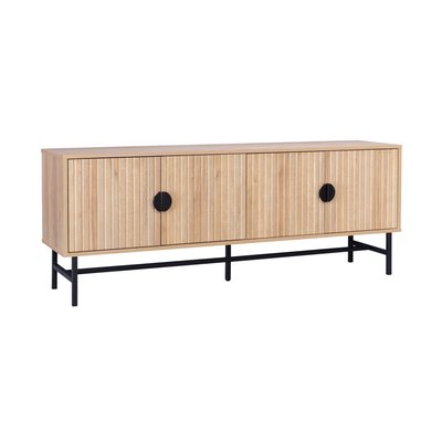 Meuble TV effet bois rainuré 4 portes 157,5cm BAZALT SWEEEK