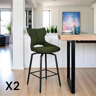 Chaise de bar pivotante tissu vert (lot de 2) LOMBARDIE PIER IMPORT
